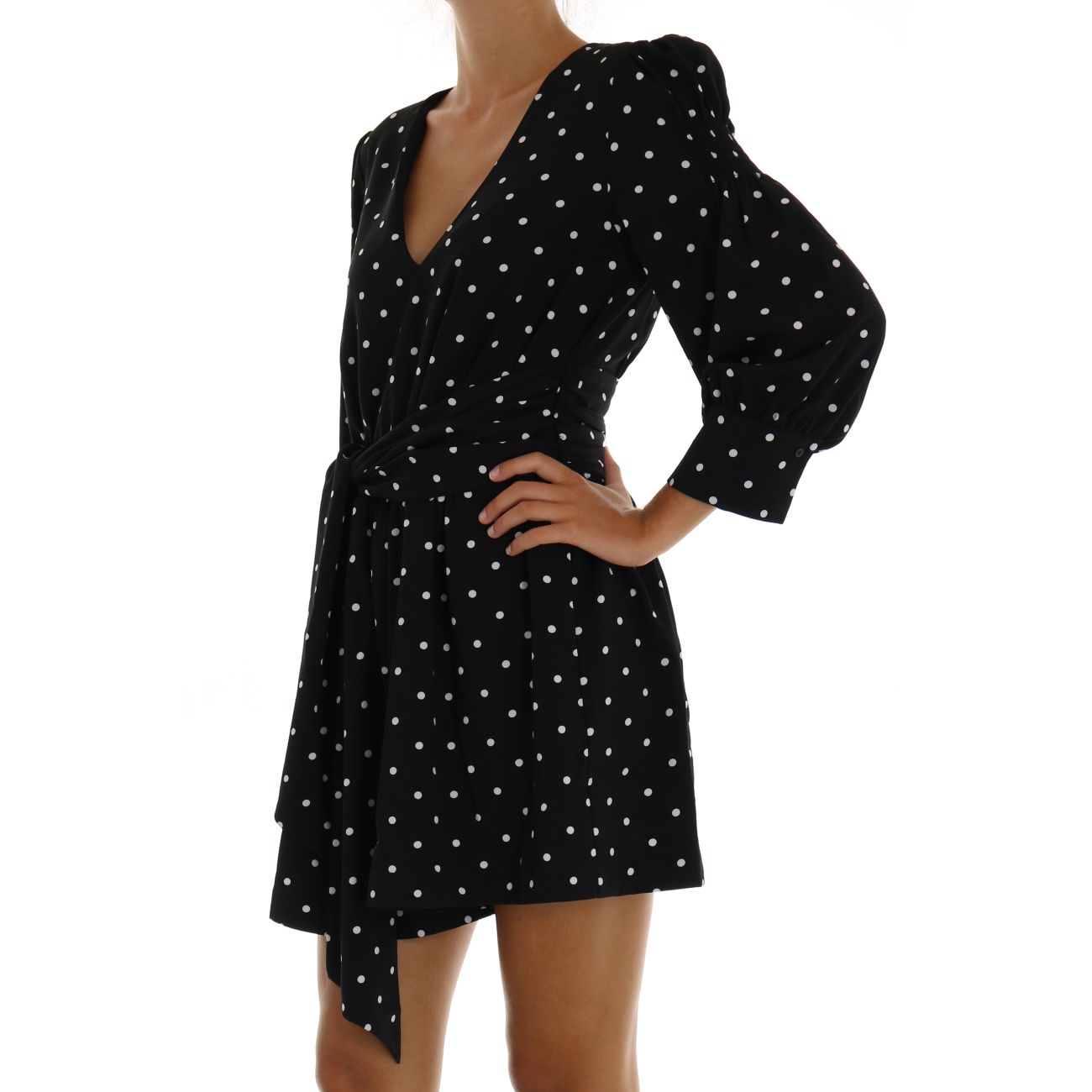 Abito guess nero a pois on sale